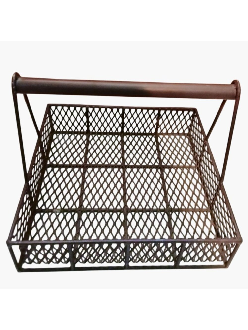 Metal Mesh Basket Handle Large Heavy Sturdy Rustic Industrial